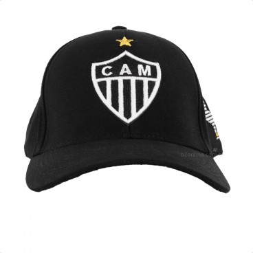 Boné Atlético Mineiro Oficial Aba Curva Logo Preto / Branco