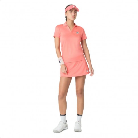 Camiseta Fila Pólo Line Fbox Feminina Rosa / Coral