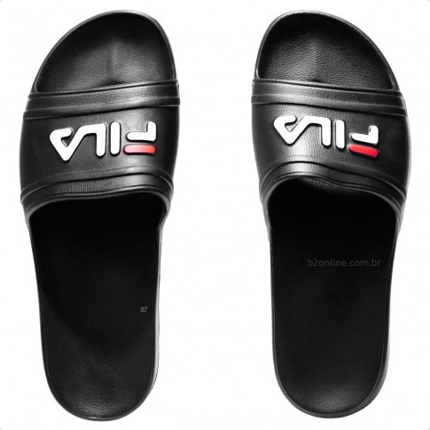 Chinelo Fila Sleek Slide Masculino Preto / Branco