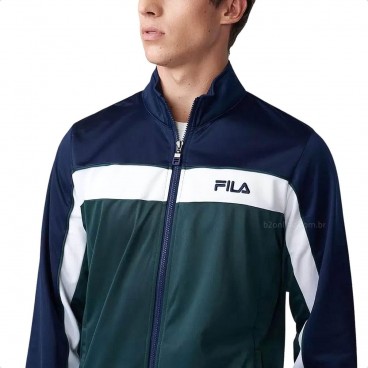 Conjunto Agasalho Fila Essence Masculino Marinho / Verde