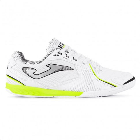 Chuteira Futsal Joma Dribling Futebol de Salão Branco / Amarelo Neon