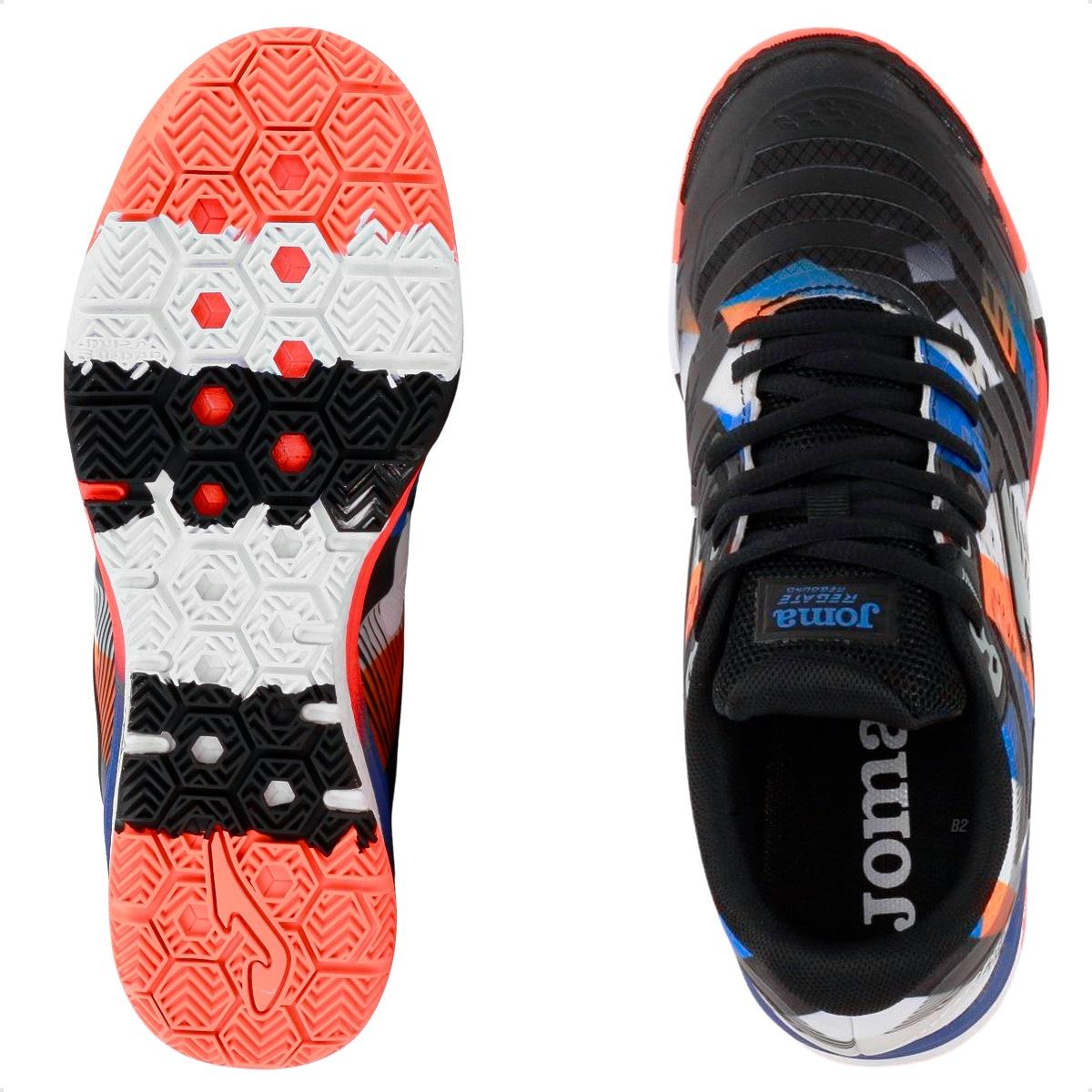 Chuteira Futsal Joma Regate Rebound Masculino Preto / Coral