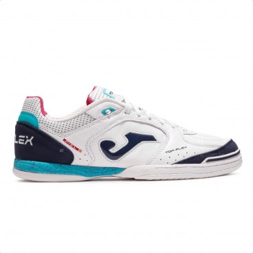 Chuteira Futsal Joma Top Flex Branco / Azul Escuro