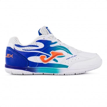 Chuteira Futsal Joma Top Flex JR Branco / Azul