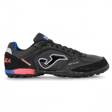Chuteira Society Joma Top Flex Preto / Coral