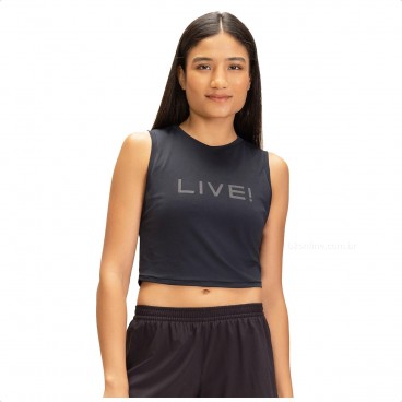 Regata Cropped Live Comfort Feminina Preto