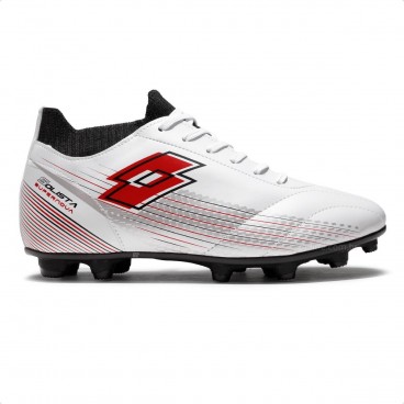 Chuteira Campo Lotto Solista Supernova Masculina Branco / Vermelho