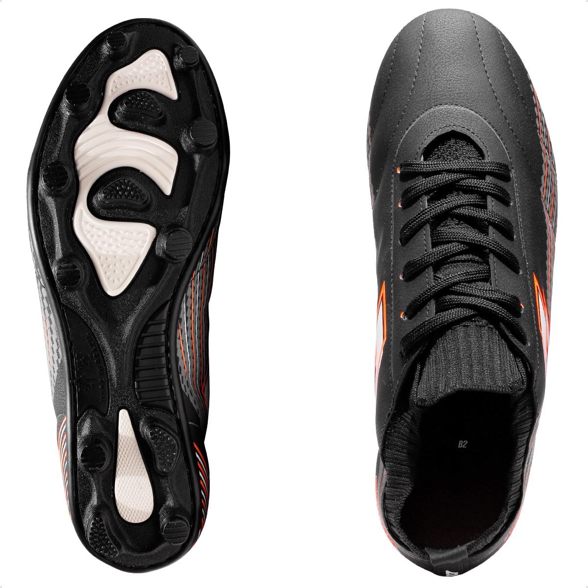 Chuteira Campo Lotto Solista Supernova Masculina Preto / Laranja