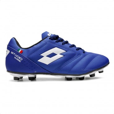 Chuteira Campo Lotto Stadio Classic B700 Masculina Azul / Branco