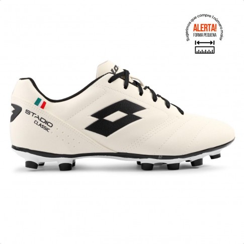 Chuteira Campo Lotto Stadio Classic B700 Masculina Creme / Preto