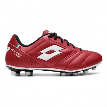 Chuteira Campo Lotto Stadio Classic B700 Masculina Vermelho / Branco
