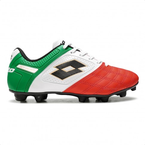 Chuteira Campo Lotto Stadio Potenza Gold B500 Masculina Vermelho / Verde