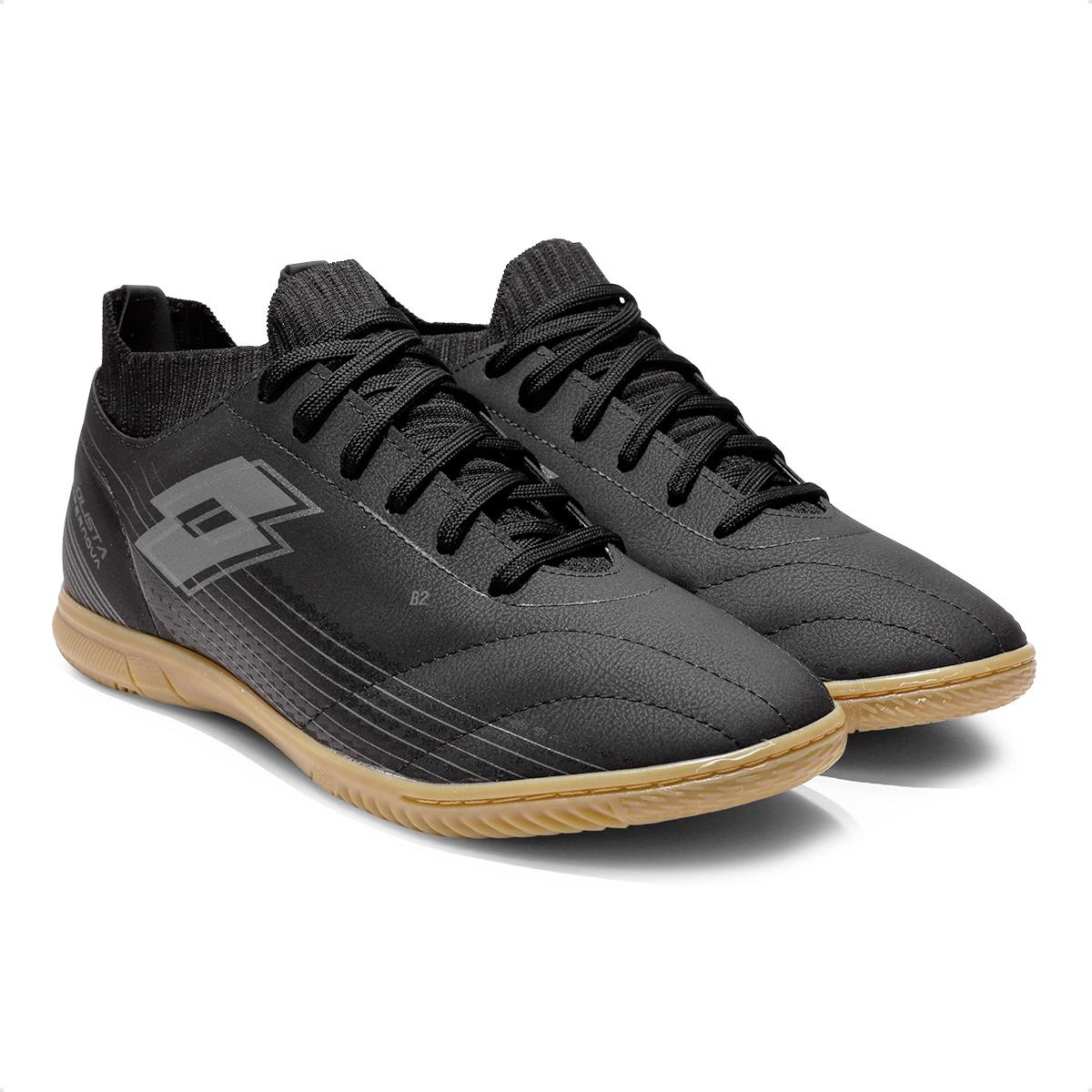 Chuteira Futsal Lotto Solista Supernova Masculina Preto / Chumbo