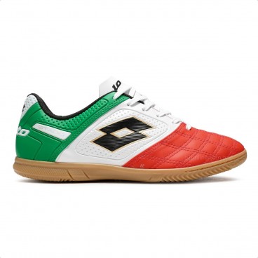 Chuteira Futsal Lotto Stadio Potenza Gold B500 Masculina Vermelho / Verde
