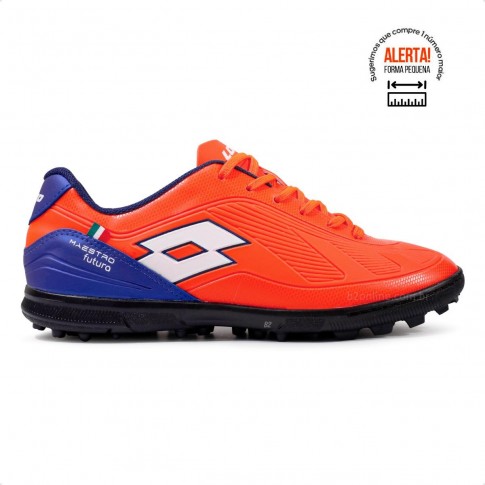 Chuteira Society Lotto Maestro Futura B700 Masculina Laranja / Azul