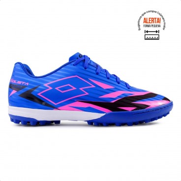 Chuteira Society Lotto Solista Fulmine B700 Masculina Azul / Rosa