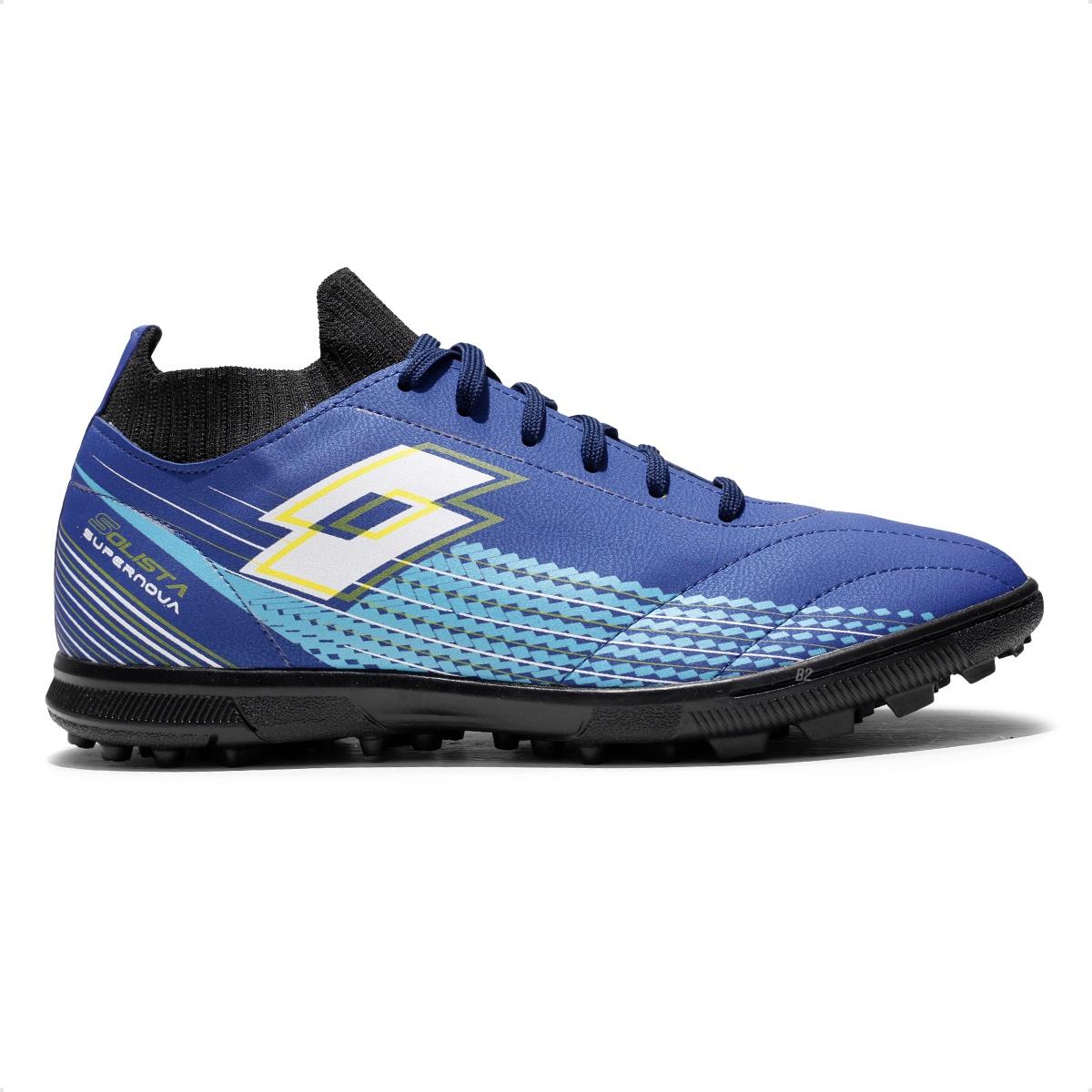 Chuteira Society Lotto Solista Supernova Masculina Marinho / Azul