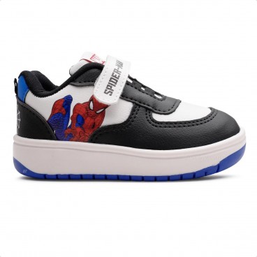 Tênis Marvel Homem Aranha Infantil Calce Fácil Branco / Preto