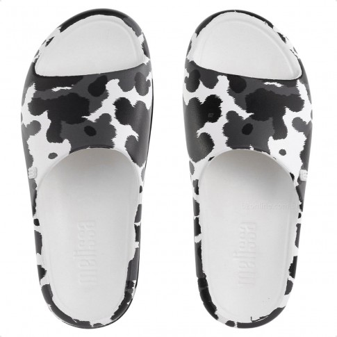 Chinelo Slide Melissa Free Print Feminina Branco / Preto