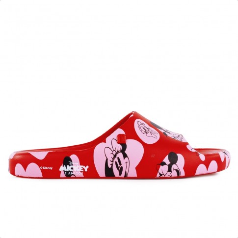 Chinleo Slide Mini Melissa Free Print Mickey and Friends Infantil Vermelho / Rosa