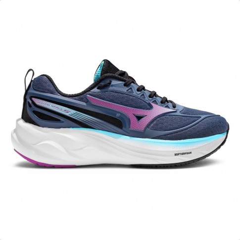 Tênis Mizuno Space 5 Feminino Azul / Rosa