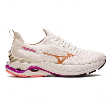 Tênis Mizuno Wave Mirai 7 Feminino Bege / Rosa
