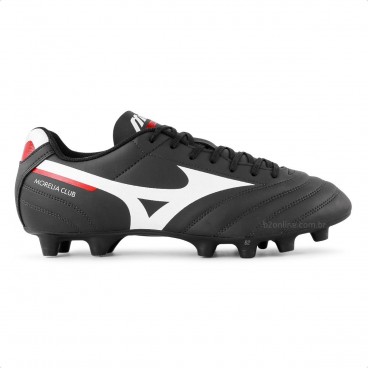 Chuteira Campo Mizuno Morelia Club MD Masculina Preto / Branco