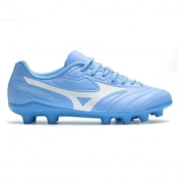 Chuteira Campo Mizuno Regent Club MD Masculina Azul / Branco