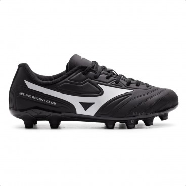 Chuteira Campo Mizuno Regent Club MD Masculina Preto / Branco