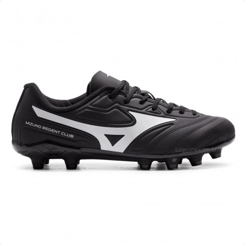 Chuteira Campo Mizuno Regent Club MD Masculina Preto / Branco
