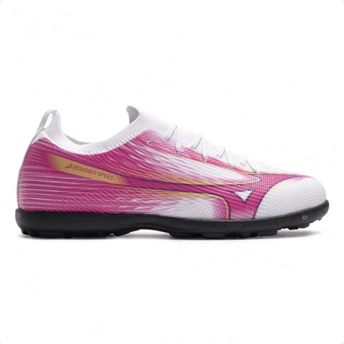 Chuteira Society Mizuno Alpha Club As Masculina Branco / Rosa