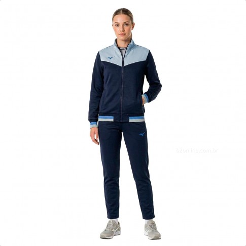 Agasalho Mizuno Root IV Feminino Marinho / Cinza