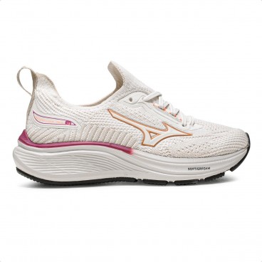 Tênis Mizuno Cool Ride 3 Junior Unissex Bege / Roxo