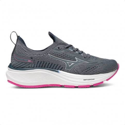 Tênis Mizuno Cool Ride 3 Junior Unissex Chumbo / Rosa
