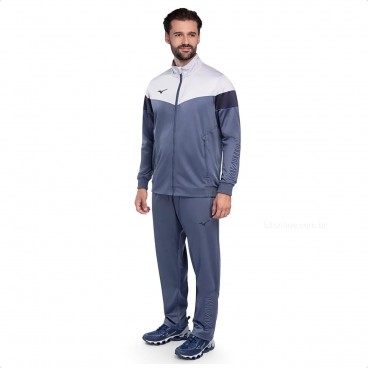 Conjunto Agasalho Mizuno Root II M Masculino Azul / Cinza