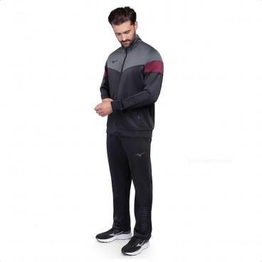 Conjunto Agasalho Mizuno Root II M Masculino Preto / Cinza