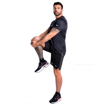 Bermuda Mizuno Root Mesh 2 Masculina Preto / Cinza