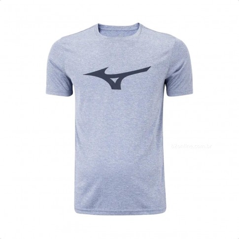 Camiseta Mizuno Treino Run Spark Mescla Masculina Cinza / Marinho