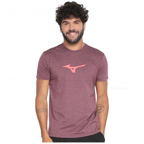 Camiseta Mizuno Treino Run Spark Mescla Masculina Vinho