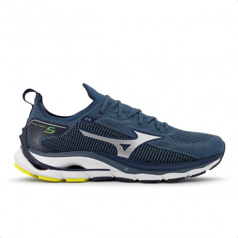 Tênis Mizuno Wave Mirai 5 Masculino Marinho / Amarelo