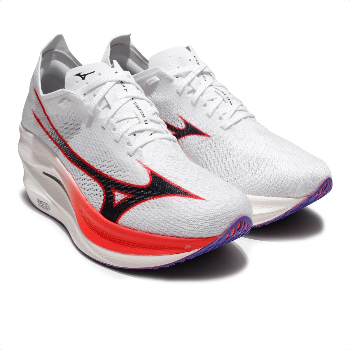 Tênis Mizuno Wave Rebellion Pro 3 Masculino Branco / Vermelho