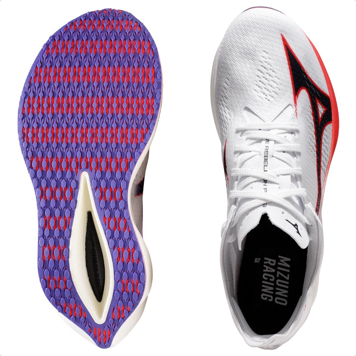 Tênis Mizuno Wave Rebellion Pro 3 Masculino Branco / Vermelho