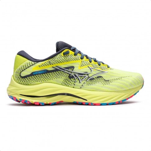 Tênis Mizuno Wave Rider 27 Masculino Amarelo / Chumbo