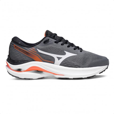 Tênis Mizuno Wave Tornamic 4 Masculino Chumbo / Laranja