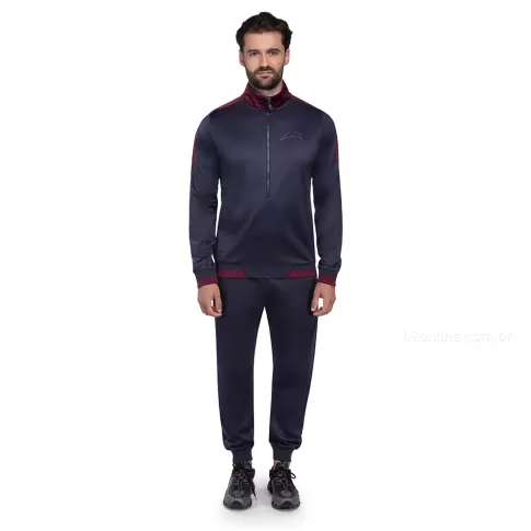 Conjunto Agasalho Mizuno Root III Masculino Marinho / Bordô