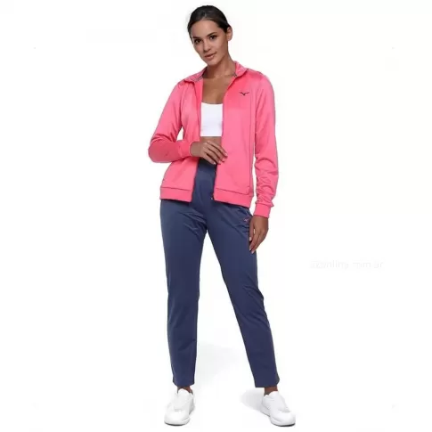 Conjunto Agasalho Mizuno Basic Feminino Rosa / Marinho