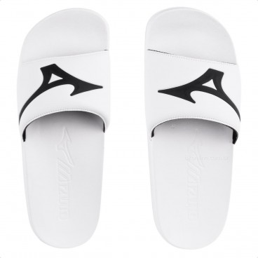 Chinelo Mizuno Slide Basic Unissex Branco / Preto