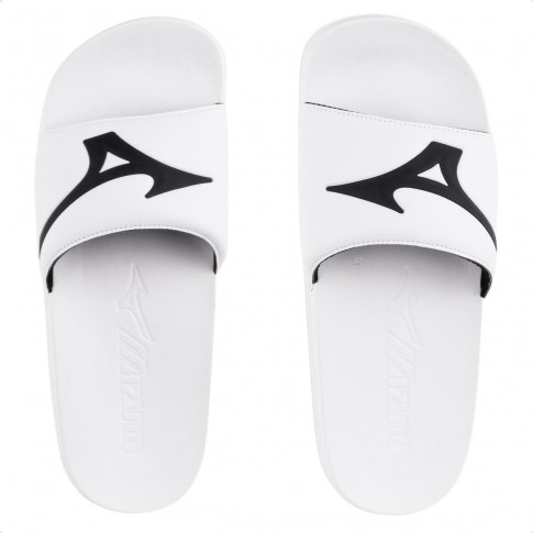 Chinelo Mizuno Slide Basic Unissex Branco / Preto