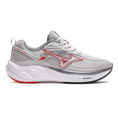 Tênis Mizuno Space 6 Unissex Cinza / Vermelho