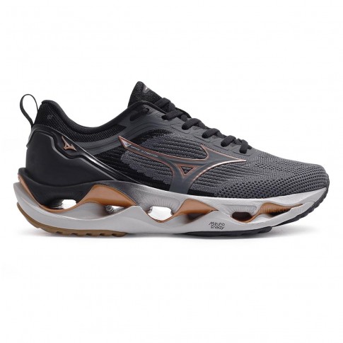 Tênis Mizuno Wave Stratos 3 Unissex Preto / Chumbo